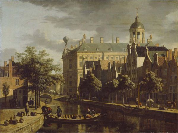 Stadhuis van Amsterdam gezien vanaf de OZ Voorburgwal, Gerrit Berckheyde, ca. 1660-1680