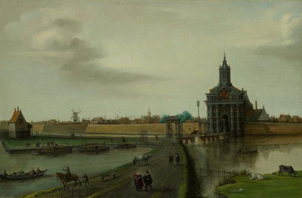 Gezicht op de Haarlemmerpoort, Hendrik Cornelisz Vroom, 1615