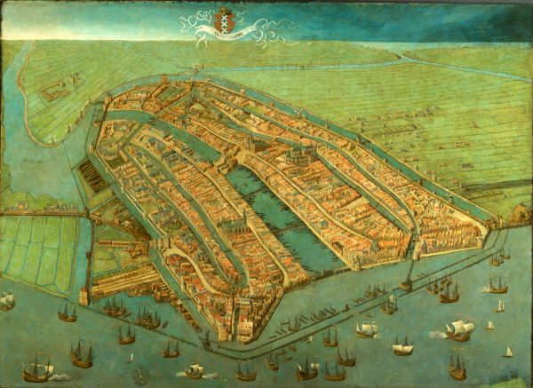Gezicht op Amsterdam in vogelvlucht, Cornelis Anthonisz, 1538