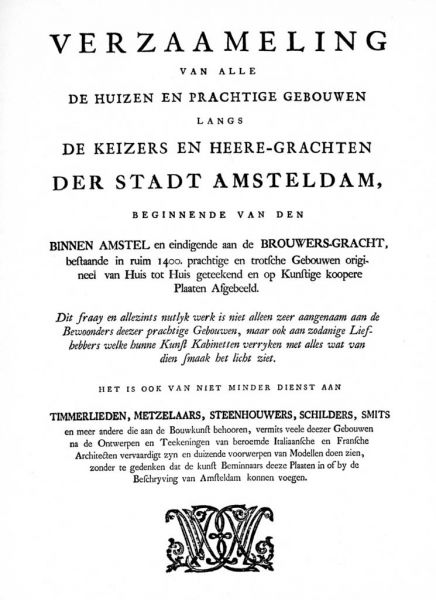 Titelpagina van het Grachtenboek van Caspar Philips