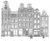 Kloveniersburgwal 62 t/m 52. Tekening door G. Bakker, Bureau Monumentenzorg.
