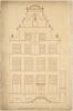 18de-eeuwse opmetingstekening van de 17de-eeuwse gevel, al met 18de-eeuwse vensters, ca. 1760