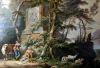 Detail van één van de beschilderde behangsels. Detail van één van de beschilderde behangsels. (© Walther Schoonenberg)