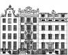 Herengracht 124-128. Tekening uit het Grachtenboek van Caspar Philips.