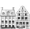 Herengracht 205-207. Tekening uit het Grachtenboek van Caspar Philips.