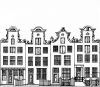 Herengracht 80 t/m 74. Tekening uit het Grachtenboek van Caspar Philips