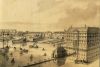 Oosterdok met 's Lands Zeemagazijn en de Werf op een prent uit ca. 1700