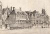 Achterzijde van de Nieuwe Doelenstraat aan de Binnen-Amstel. Tekening van A. Beerstraten, 1640 (detail)