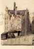 Op een tekening uit 1848 (onbekende kunstenaar) is duidelijk te zien hoe Prinsengracht 18 achter hoekpand langsloopt naar de Anjeliersgracht.