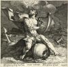 Arion op de dolfijn, Jan Harmensz. Muller, naar Cornelis Cornelisz. van Haarlem, 1589, met motto van H.L. Spieghel Arion op de dolfijn, Jan Harmensz. Muller, naar Cornelis Cornelisz. van Haarlem, 1589, met motto van H.L. Spieghel