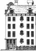 Leliegracht 2, zijgevel aan de Herengracht. Tekening uit het Grachtenboek van Caspar Philips