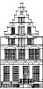 Keizersgracht 55-61. Tekening uit het Grachtenboek van Caspar Philips.