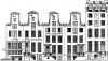 Keizersgracht 650-658. Tekening uit het Grachtenboek van Caspar Philips