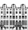 Keizersgracht 723-727. Tekening uit het Grachtenboek van Caspar Philips
