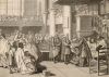 Bevestiging van een nieuwe predikant in de Waalse Kerk. Prent Bernard Picart, 1732