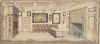 De directiekamer in de oude schouwburg, tekening R. Vinkeles, 1764