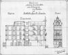 Bouwtekening met doorsnede en voorgevel. Tekening H.H. Baanders, 1890