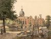 Het Amstelveld met de Blauwsteenmarkt, gezien naar de RK Kerk Het Duifje. Tekening van Gerrit Lamberts, 1816