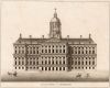 De voorgevel van het Paleis met het voor Lodewijk Napoleon gemaakte balkon. Gravure naar een tekening uit 1810. De voorgevel van het Paleis met het voor Lodewijk Napoleon gemaakte balkon. Gravure naar een tekening uit 1810.