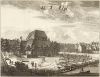 De houten noodkerk met de eerste stenen uitbouw uit 1673. Gravure uit Commelin, 1693 De houten noodkerk met de eerste stenen uitbouw uit 1673. Gravure uit Commelin, 1693