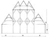 Schematische doorsnede van de Amstelkerk met maataangifte in voeten (tekening J.M.M. Jacobs) Schematische doorsnede van de Amstelkerk met maataangifte in voeten (tekening J.M.M. Jacobs)