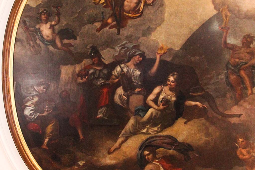 Personificaties van de Godsdienst bestaande uit drie figuren en een olifant  (&copy; Walther Schoonenberg)