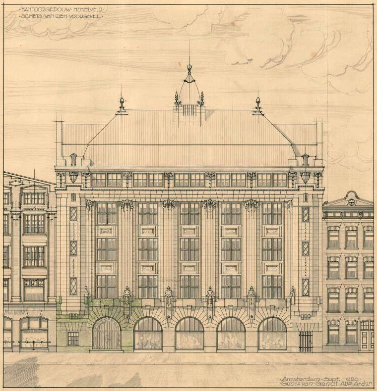 Niet uitgevoerd kantoorgebouw N.V. Bunge's Handelmaatschappij aan het Hekelveld, A.D.N. van Gendt, 1920